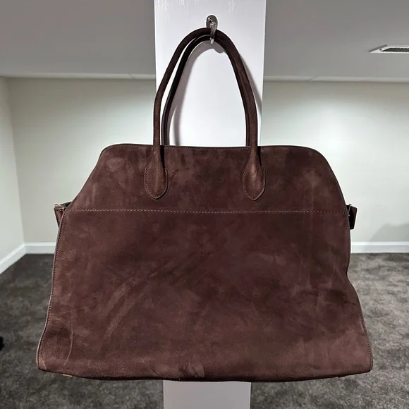 The Row Soft Margaux 17 Brown Suede Leather Top Handle Bag - Picture 15 of 16